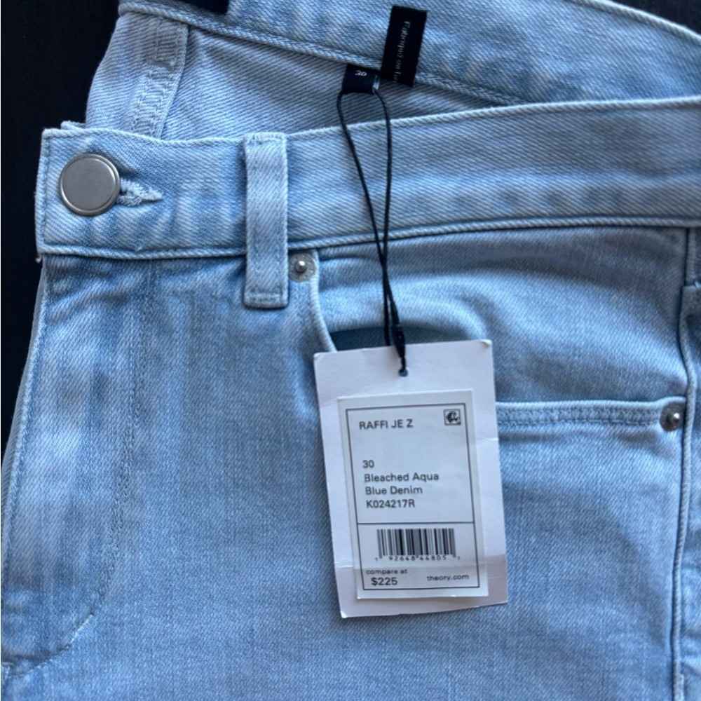 Theory Men’s Light Blue Raffi Jeans- Bleached Aqua, Blue Denim (30x30, hemmed)